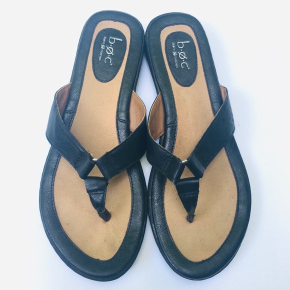 b.o.c. Shoes - b.o.c. Born Concept black vegan leather flip flop sandals